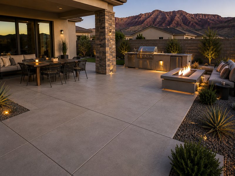 Concrete patio before and after in Southern Utah