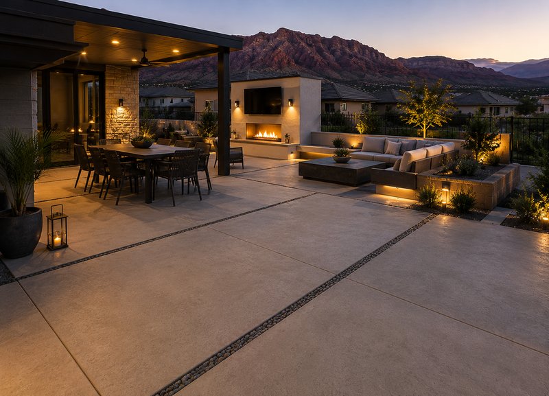 Finished concrete patio in St. George, Utah
