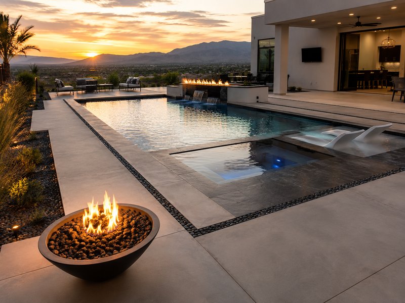 Finished concrete pool deck in St. George, Utah
