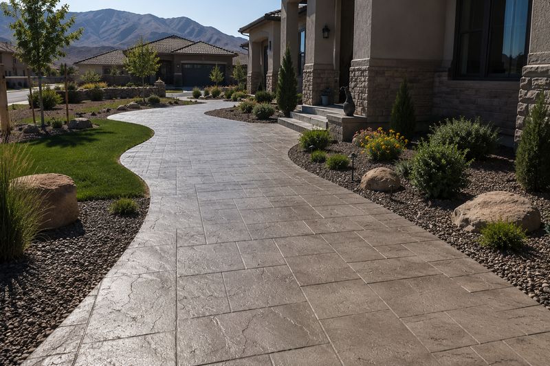 Stamped concrete pattern detail in Southern Utah